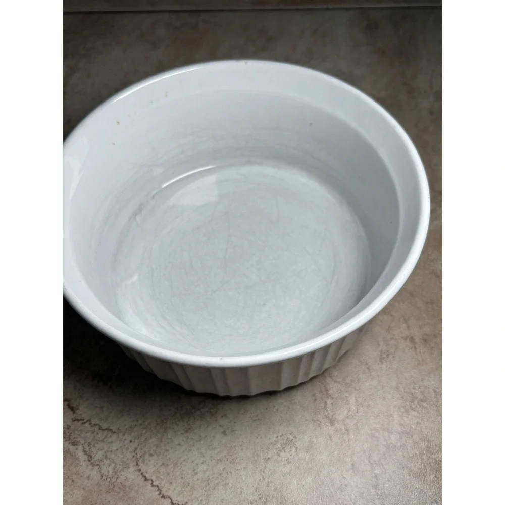 Set CorningWare French White 2.5 & 1.5 Qt Stoneware Round Casserole Dishes